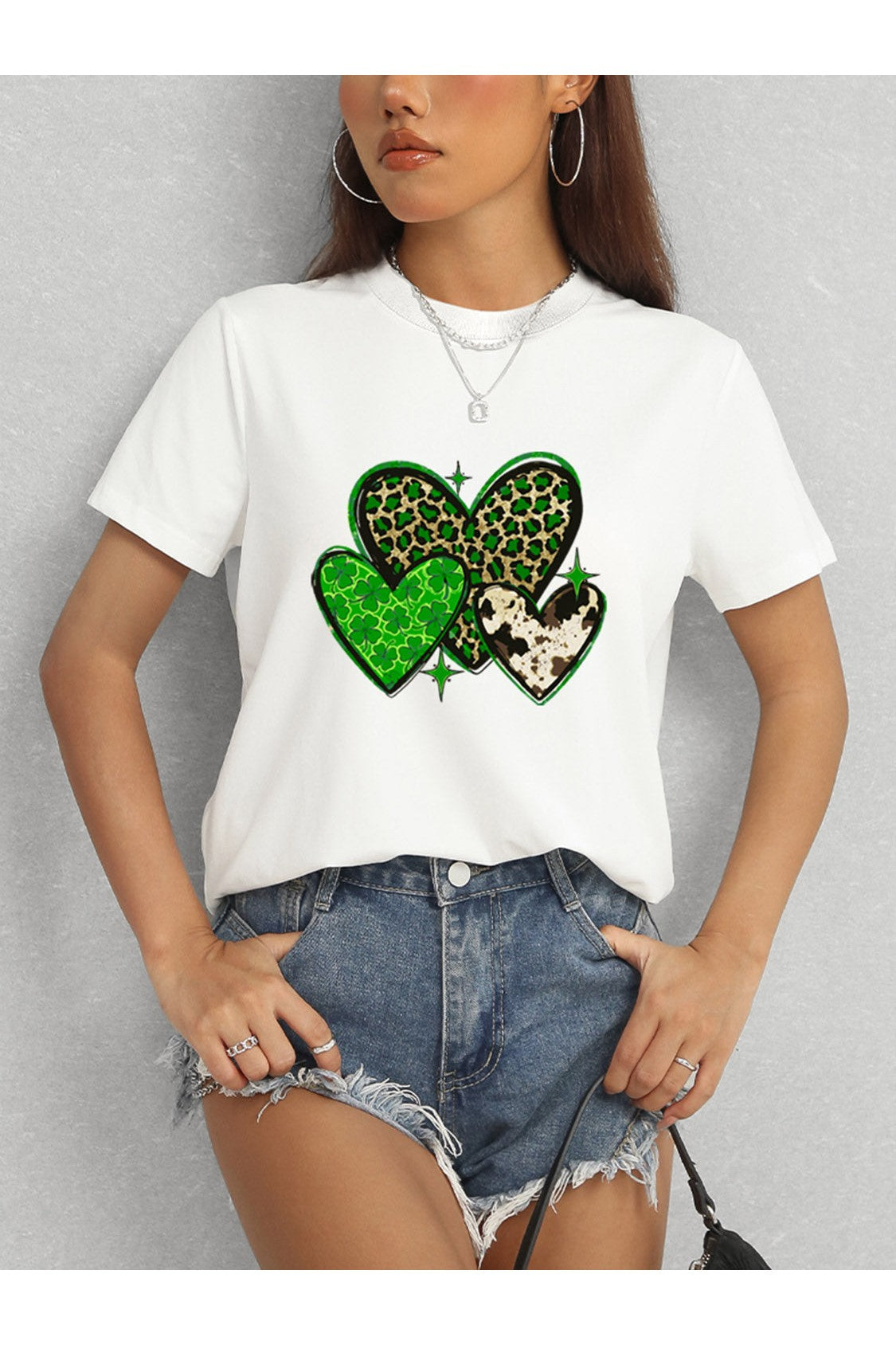 Heart Round Neck Short Sleeve T-Shirt NicholesGifts