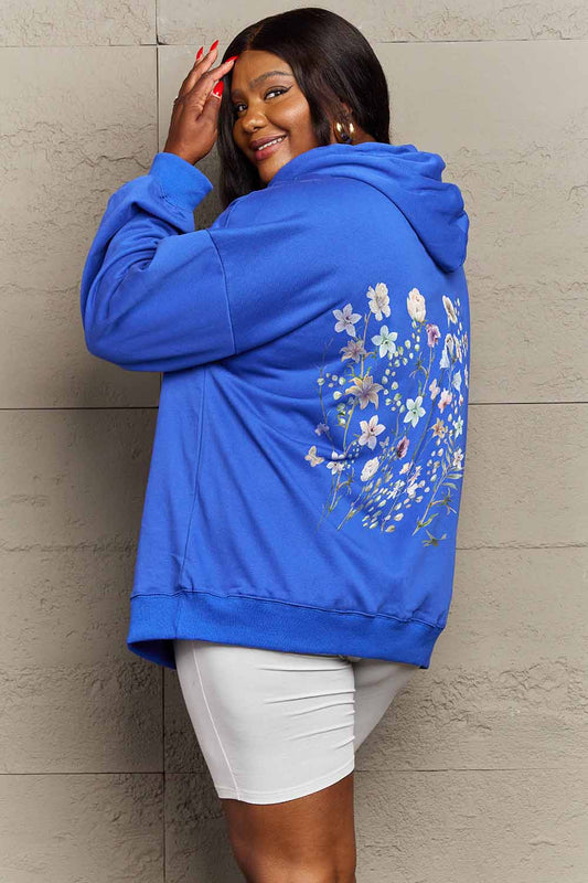 Simply Love Simply Love Full Size Flower Graphic Dropped Shoulder Hoodie Trendsi