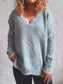 Notched Dropped Shoulder Long Sleeve Sweater nicholesgifts