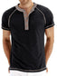 Men's Casual Henley Polo T-Shirt with Contrast Stitching nicholesgifts