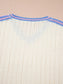 Striped V Neck Dolman Sleeve Rib Knit Oversized Sweater with Slits nicholesgifts
