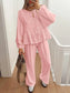 Tie Neck Balloon Sleeve Top and Pants Set nicholesgifts