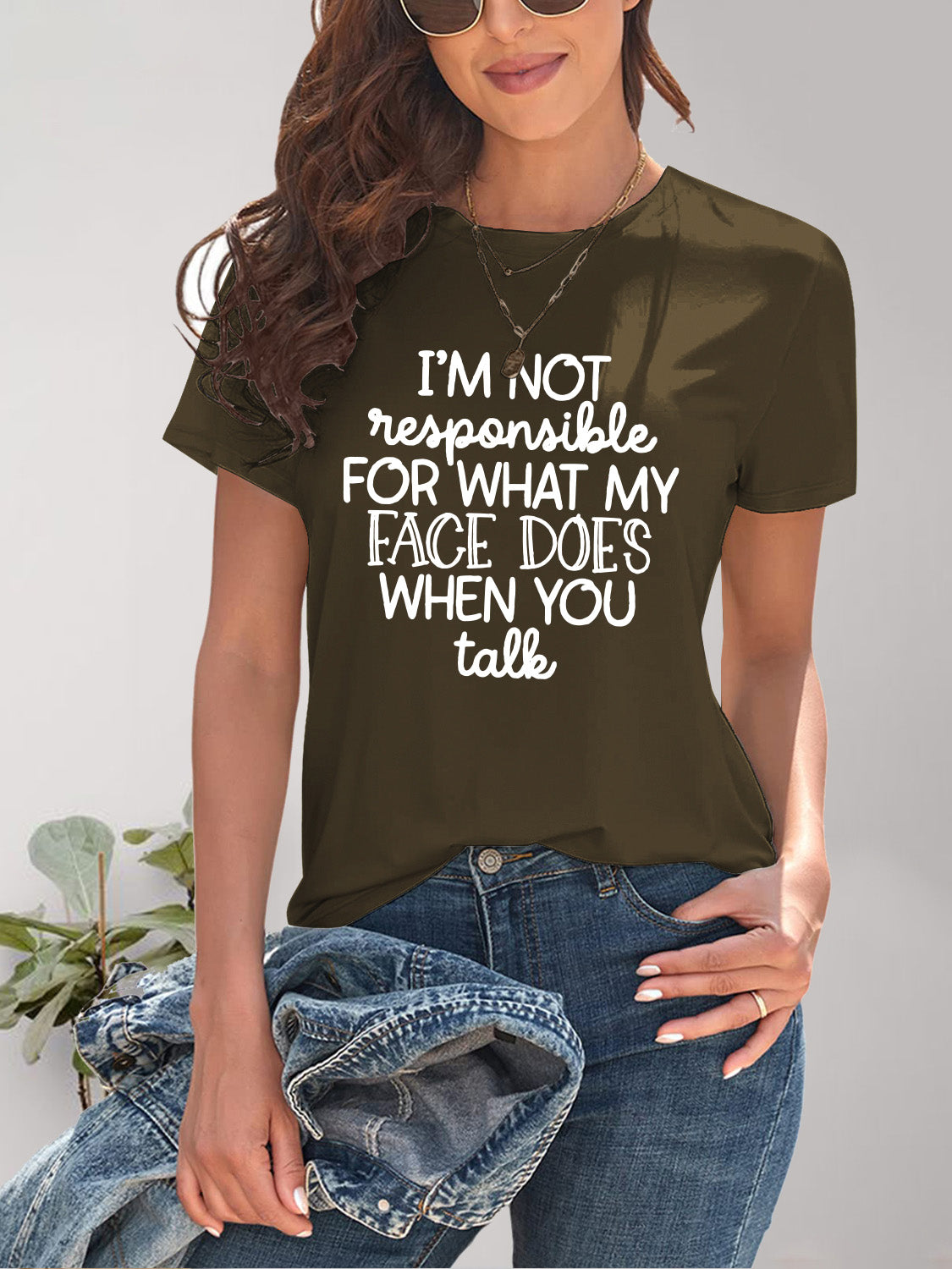 Letter Graphic Round Neck Short Sleeve T-Shirt nicholesgifts