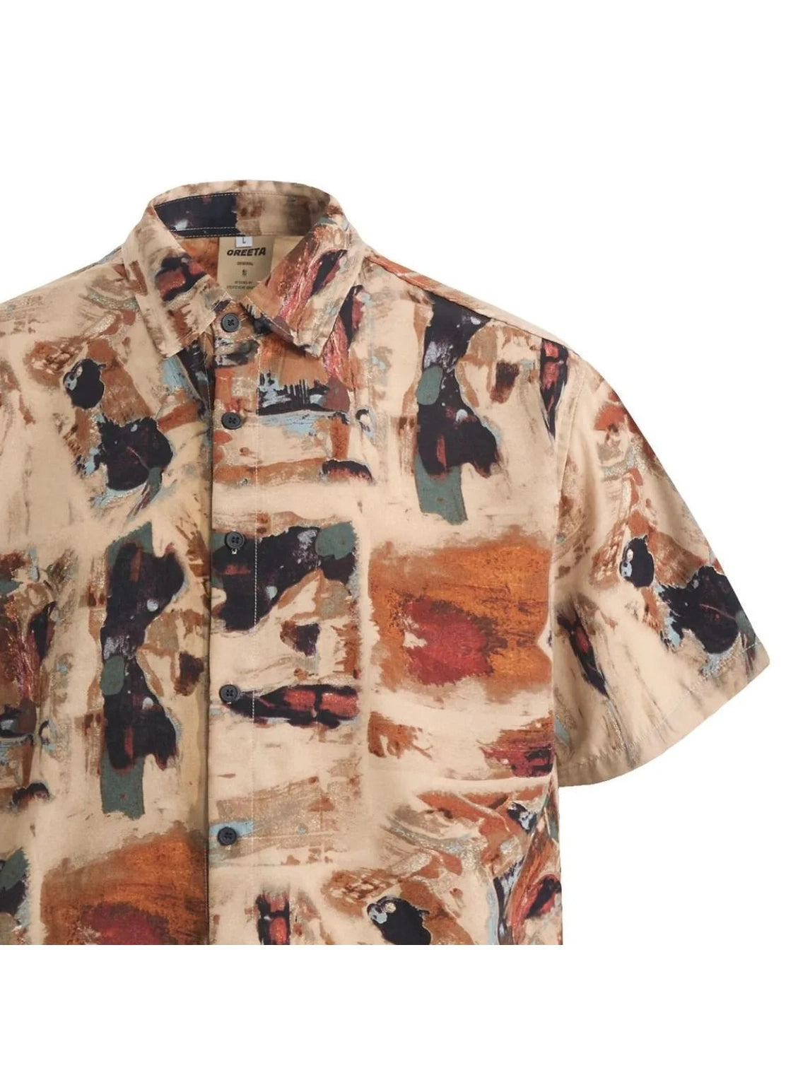 Men's Abstract Printed Short Sleeve Button-Up Shirt NicholesGifts