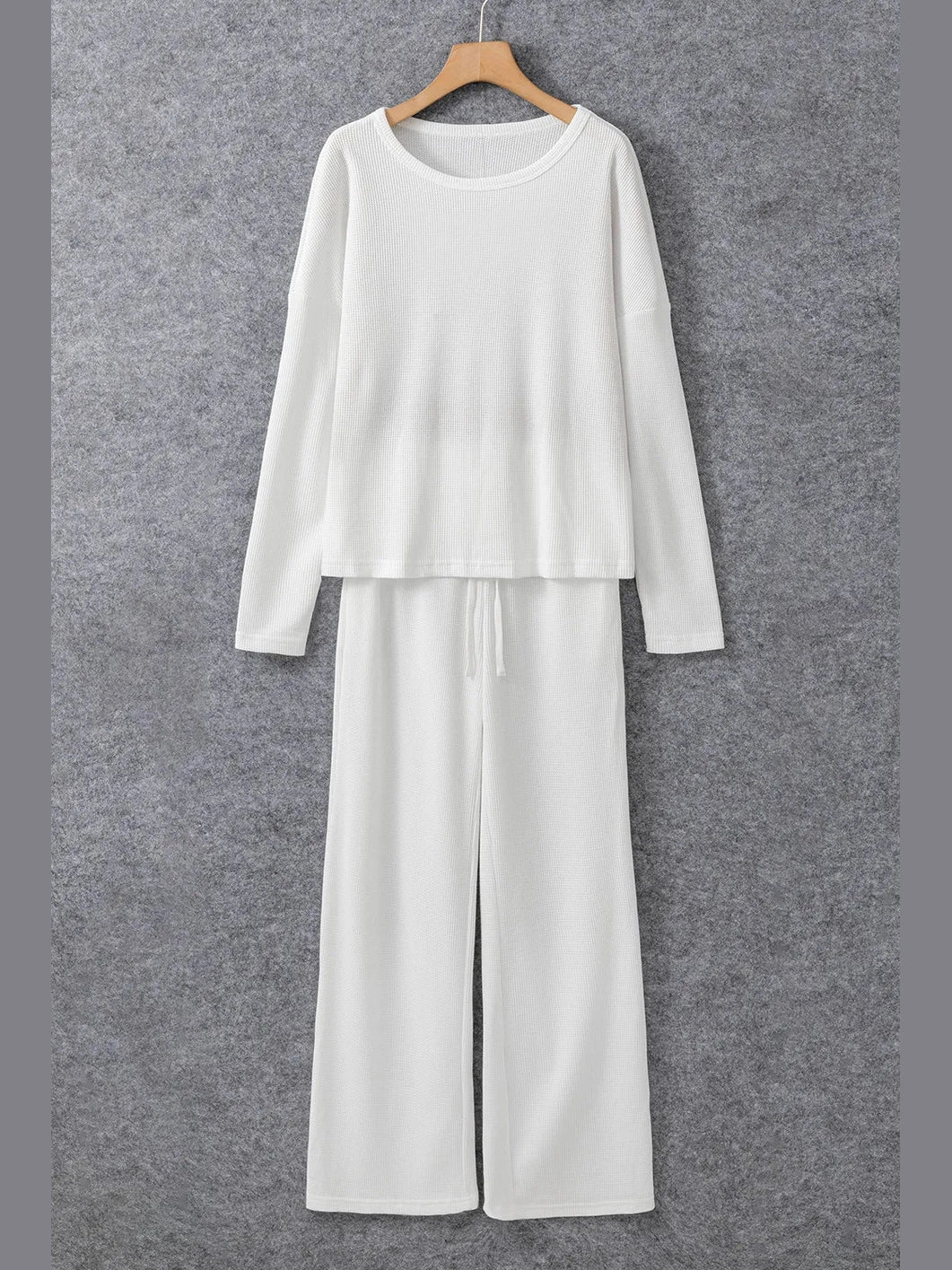 Round Neck Long Sleeve Top and Drawstring Pants Lounge Set nicholesgifts
