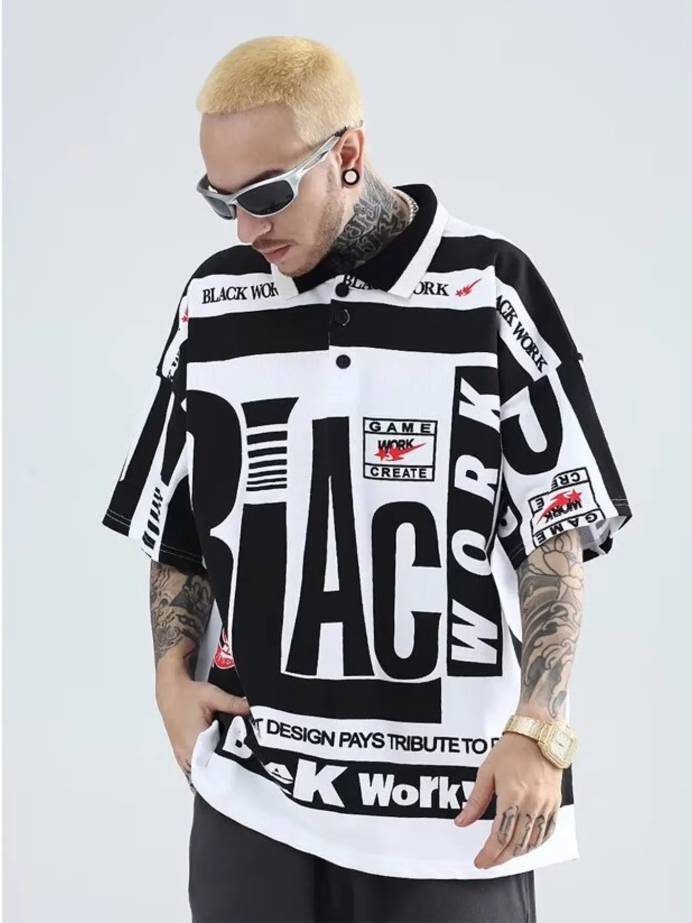 Men's Plus Size Letter Print Half Sleeve Polo Shirt NicholesGifts