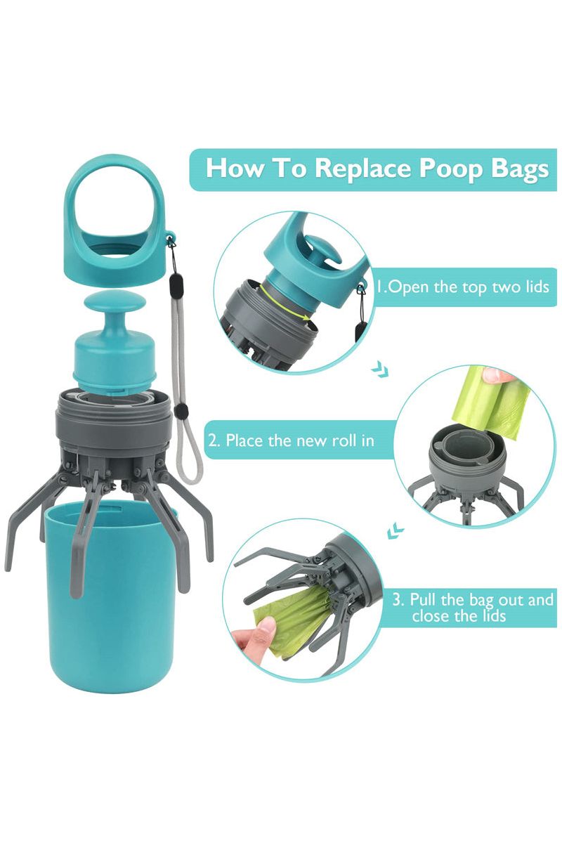 Portable Lightweight Dog Pooper Scooper With Built-in Poop Bag Dispenser Eight-c nicholesgifts