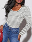 Striped Round Neck Long Sleeve T-Shirt nicholesgifts