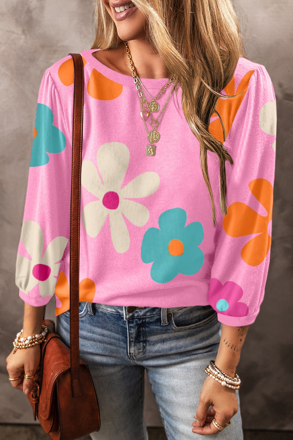 Printed Round Neck Top nicholesgifts