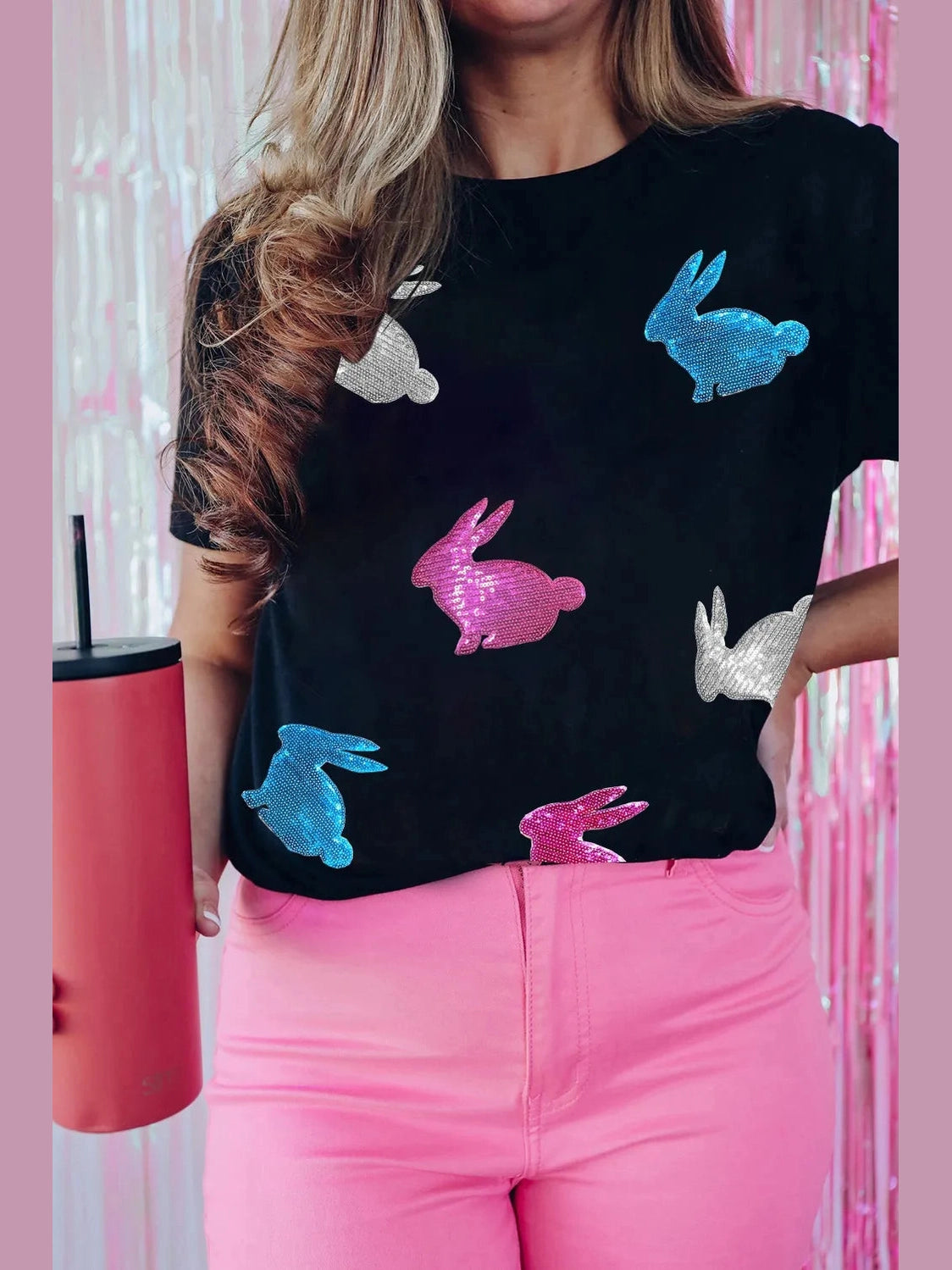 Easter Bunny Round Neck T-Shirt nicholesgifts