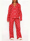 Bow Print Top and Wide Leg Pants Lounge Set nicholesgifts