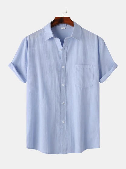 Men's Short Sleeve Button Down Shirt with Chest Pocket nicholesgifts