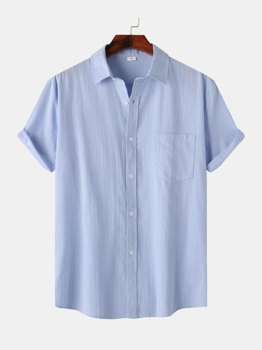 Men's Short Sleeve Button Down Shirt with Chest Pocket Trendsi