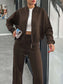 Baseball Collar Zip Up Outerwear and Drawstring Pants Set nicholesgifts