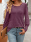 Women Decorative Button Round Neck Long Sleeve T-Shirt nicholesgifts