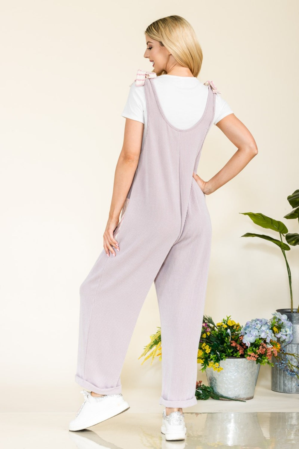 Celeste Full Size Stripe Contrast Pocket Rib Jumpsuit nicholesgifts