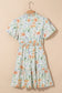 Frill Notched Puff Sleeve Dress nicholesgifts