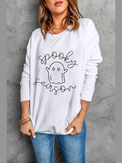 Ghost Graphic Long Sleeve Dropped Shoulder Sweatshirt nicholesgifts