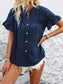 Button Down Ruffled Short Sleeve Shirt nicholesgifts