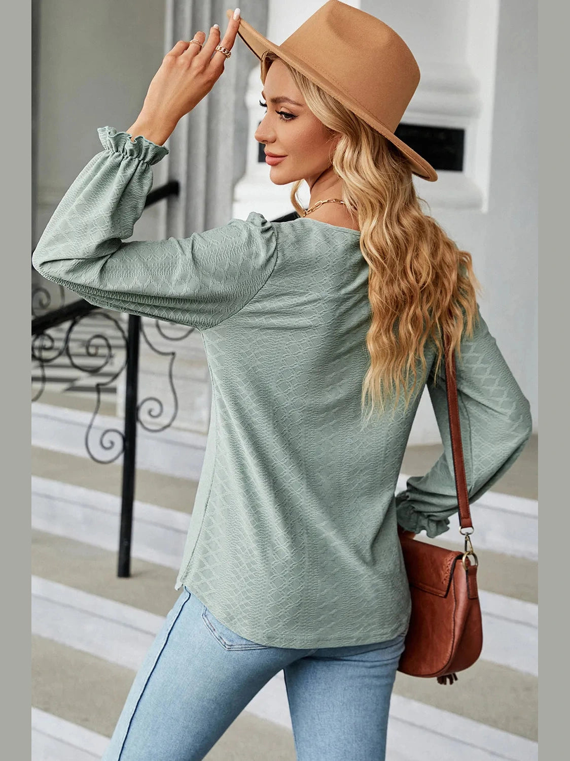 Round Neck Flounce Sleeve T-Shirt NicholesGifts