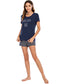 Graphic Round Neck Top and Striped Shorts Lounge Set nicholesgifts