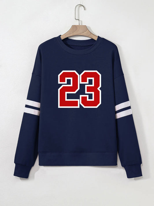 Number 23 Graphic Sweatshirt with Side Stripes nicholesgifts