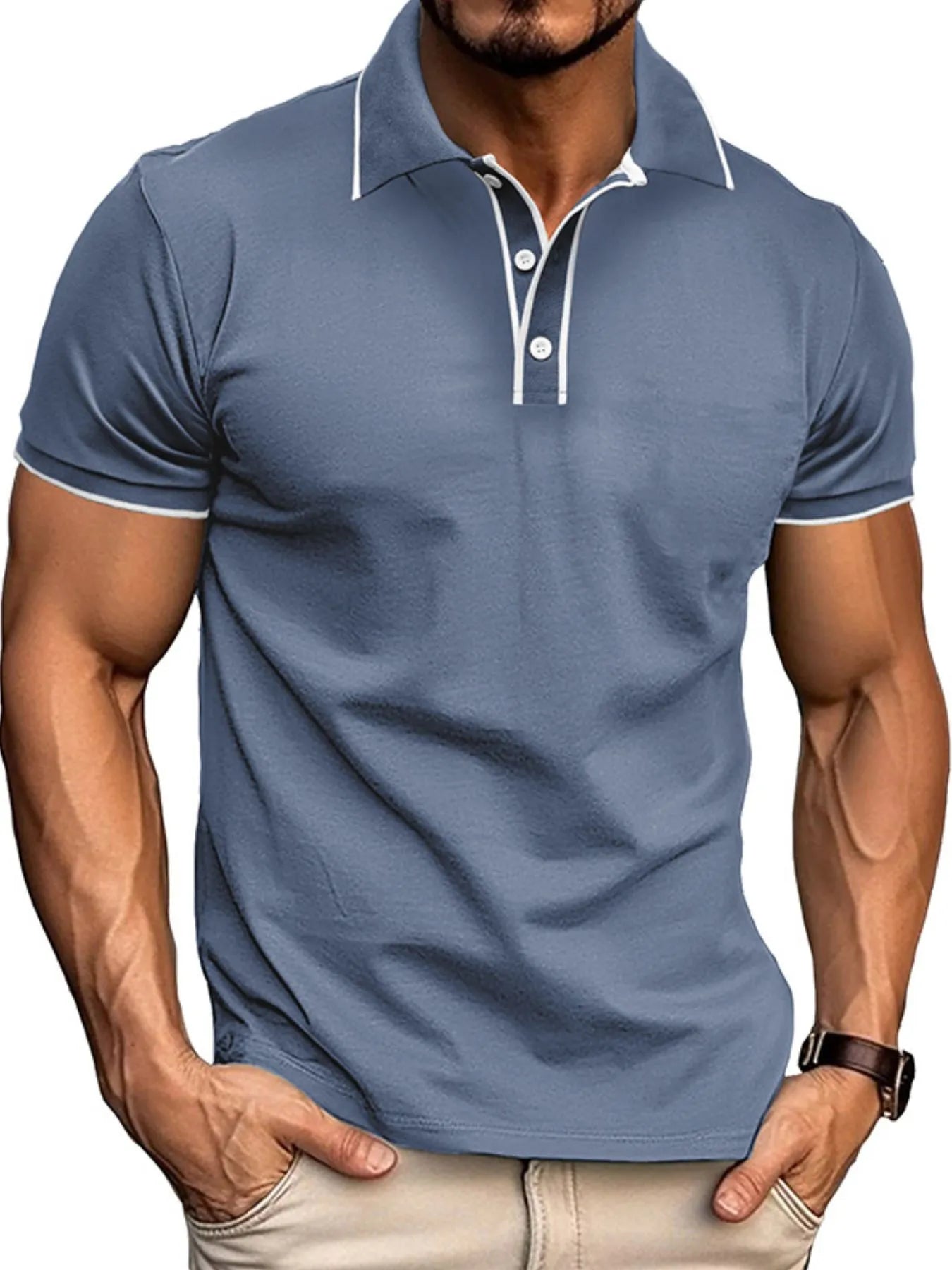Men's Slim Fit Polo Shirt with Contrast Trim NicholesGifts