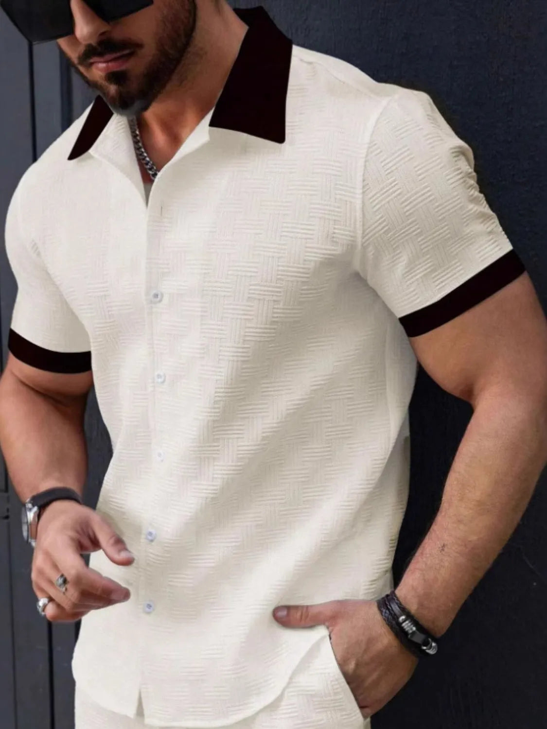 Men's Button Up Short Sleeve Shirt NicholesGifts