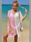 Double Take Openwork Contrast Slit Knit Cover Up nicholesgifts