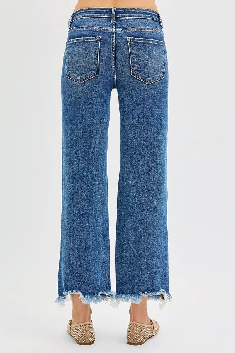 RISEN Full Size Mid Rise Crop Straight Jeans Plus Size NicholesGifts
