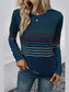 Striped Round Neck Long Sleeve T-Shirt nicholesgifts