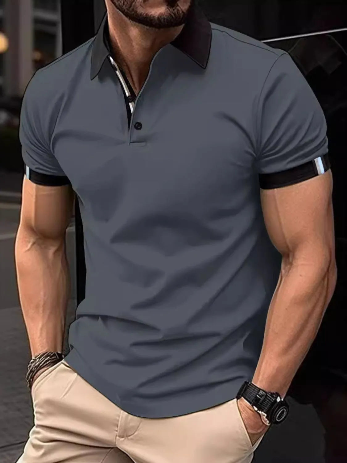 Men's Full Size Collared Neck Short Sleeve Polo Plus Size NicholesGifts