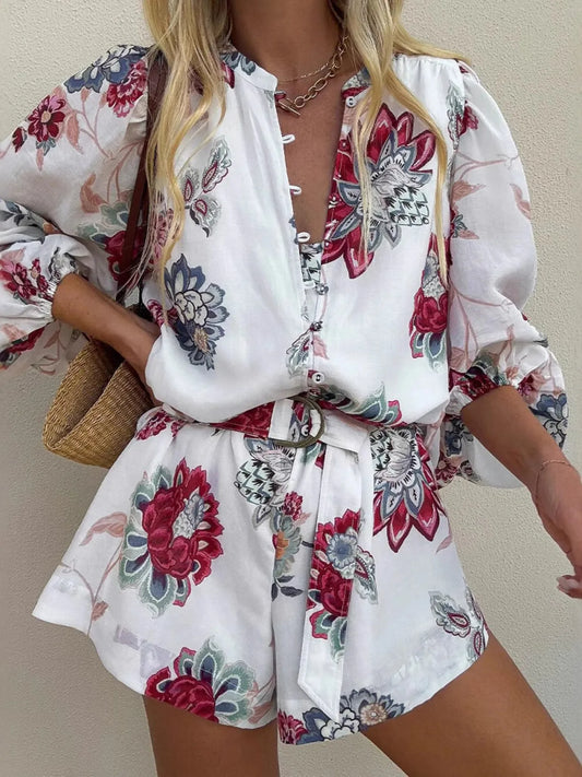 Floral Print Long Sleeve Romper nicholesgifts