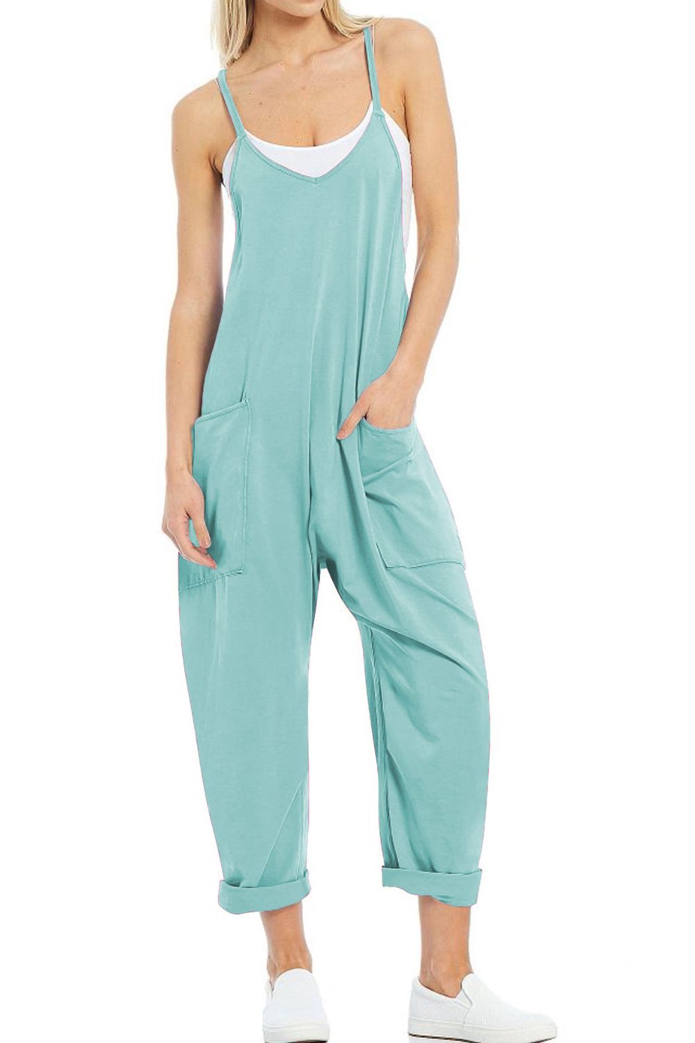 Spaghetti Strap Jumpsuit with Pockets nicholesgifts