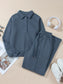 Collared Sweatshirt and High Waist Pants Active Set nicholesgifts