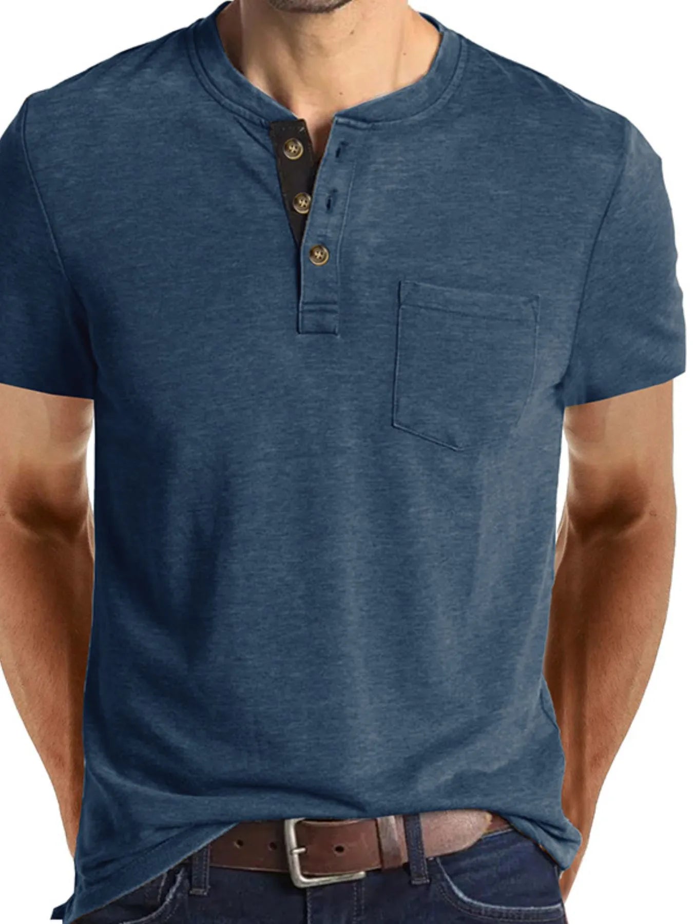 Men's Full Size Classic Henley Pocket Polo T-Shirt Plus Size NicholesGifts