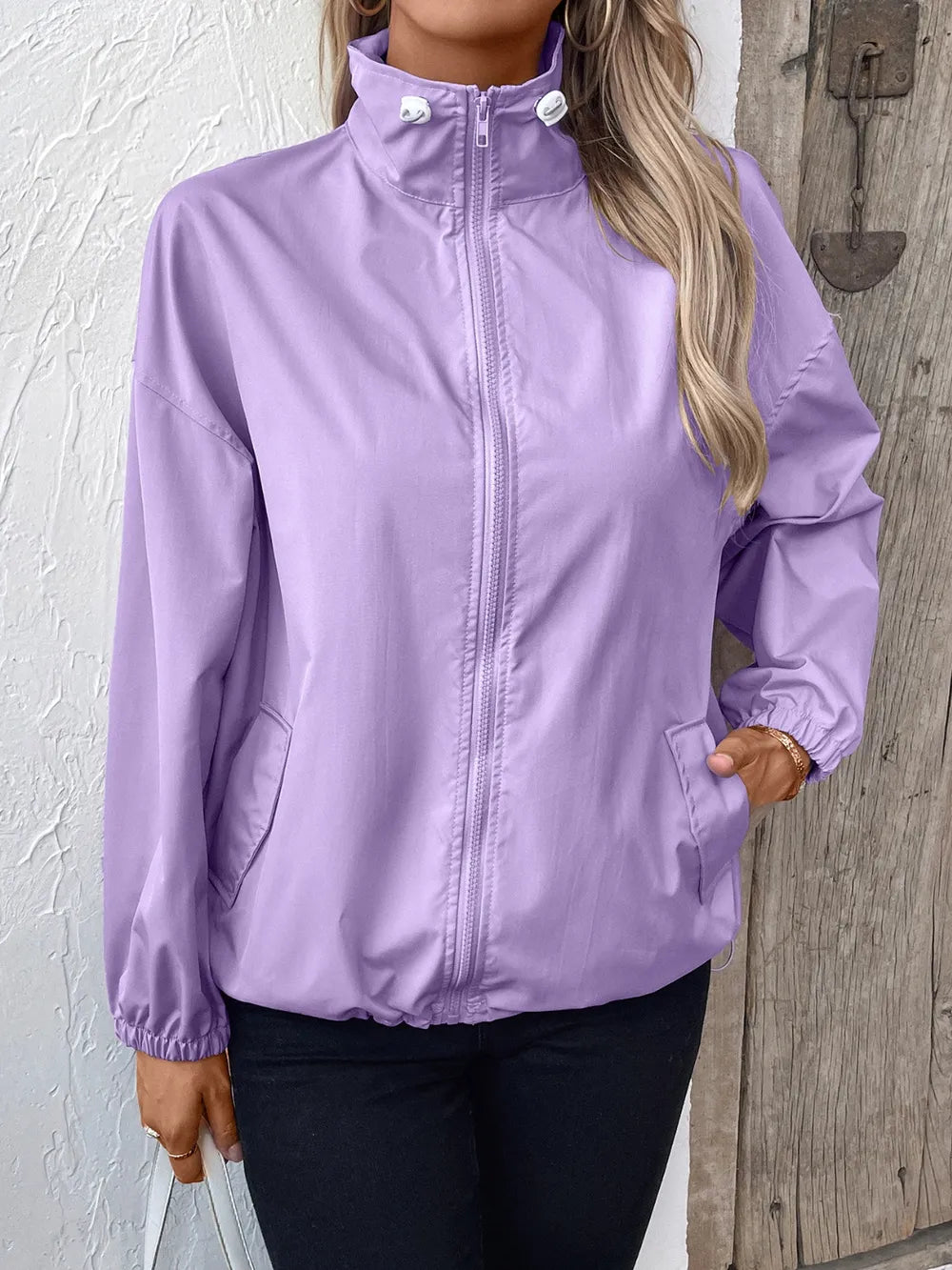 Ivy Lane Pocketed Zip Up Long Sleeve Jacket nicholesgifts