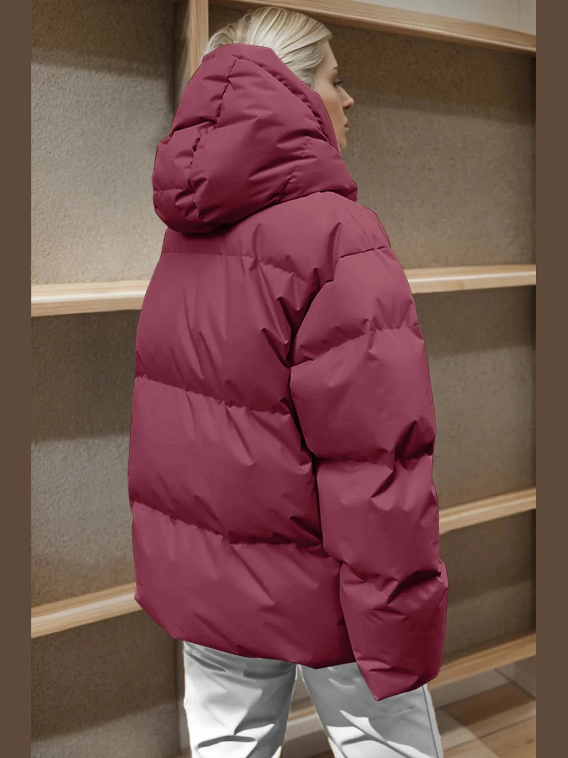 Pocketed Zip Up Hooded Puffer Jacket nicholesgifts