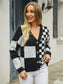 Angel Wings Plaid V-Neck Dropped Shoulder Cardigan nicholesgifts