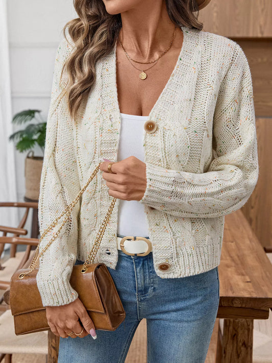 Cable Knit Button-Up Cardigan