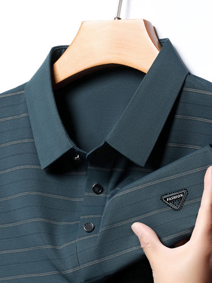 Men's Plus Size Classic Striped Golf Polo Shirt nicholesgifts