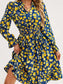 Floral Print Flounce Sleeve Ruffle Hem Dress nicholesgifts