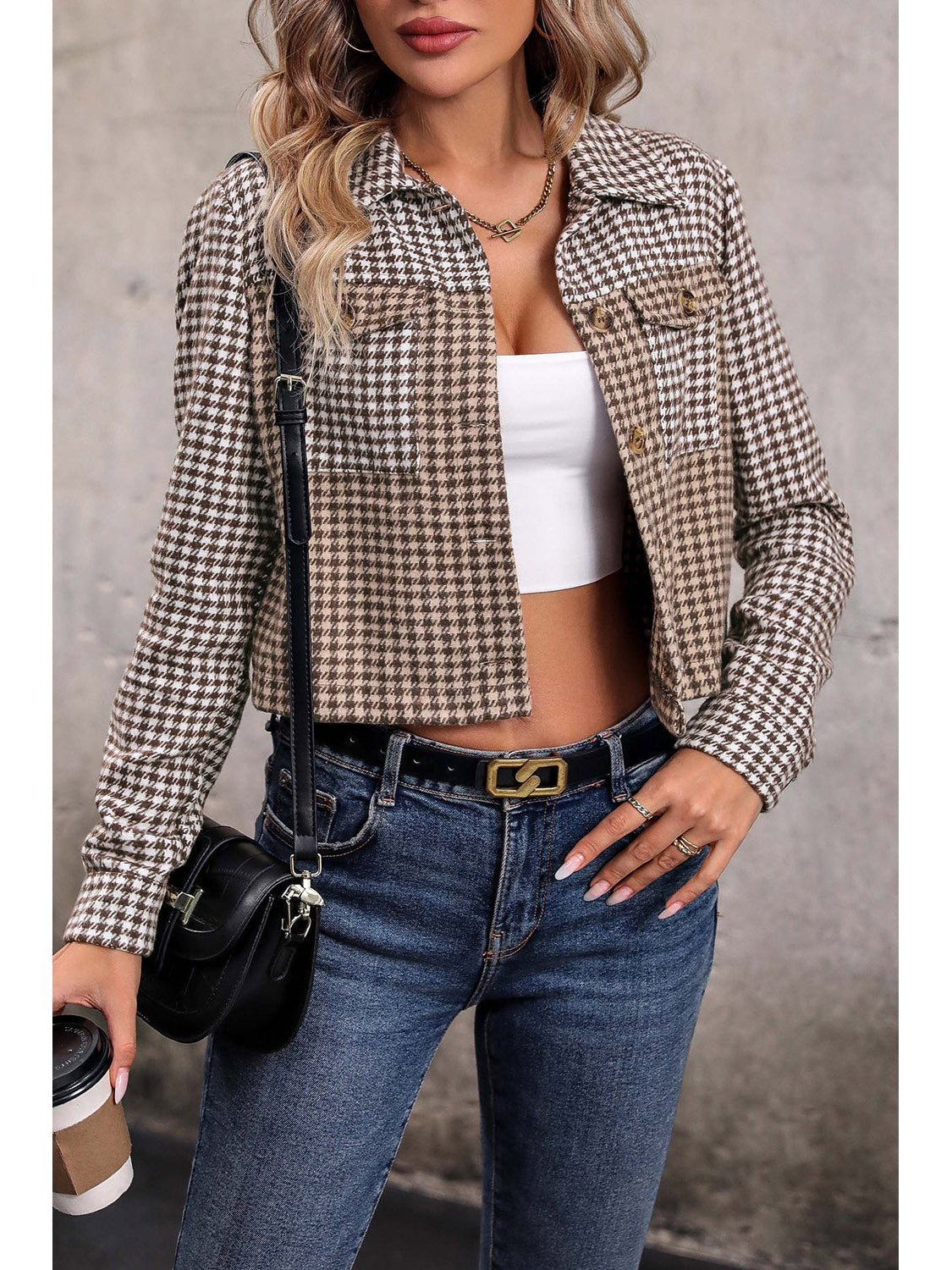 Perfee Collared Neck Button Front Pocketed Jacket nicholesgifts