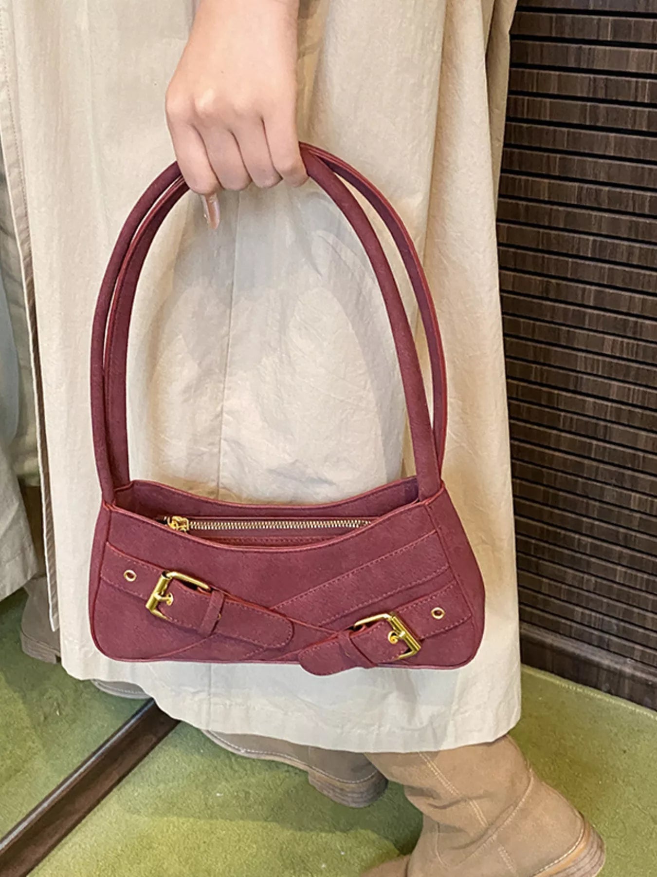 Buckle Decor Shoulder Bag nicholesgifts