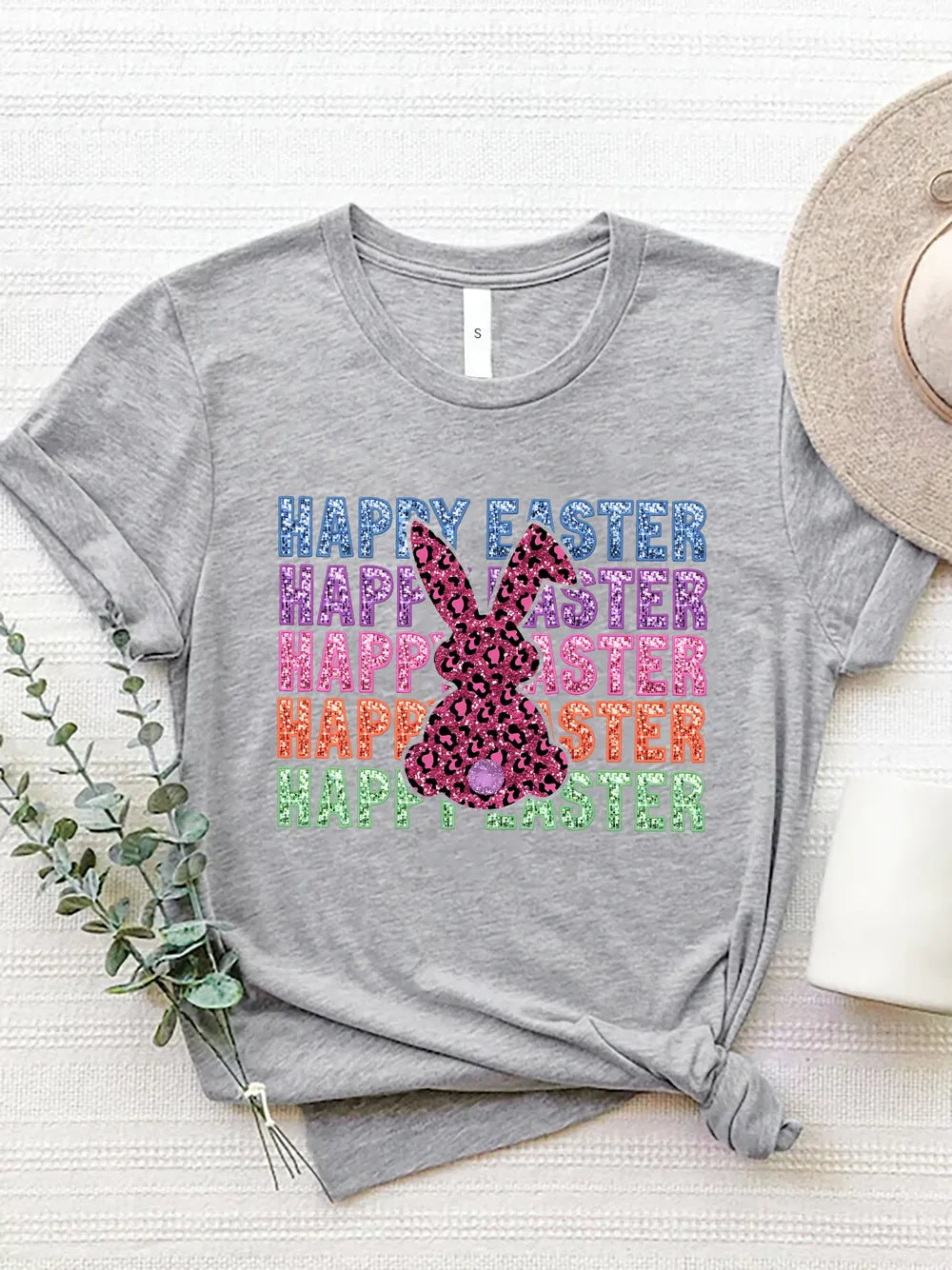 HAPPY EASTER Round Neck Short Sleeve T-Shirt nicholesgifts