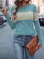 Color Block Round Neck Long Sleeve Top nicholesgifts