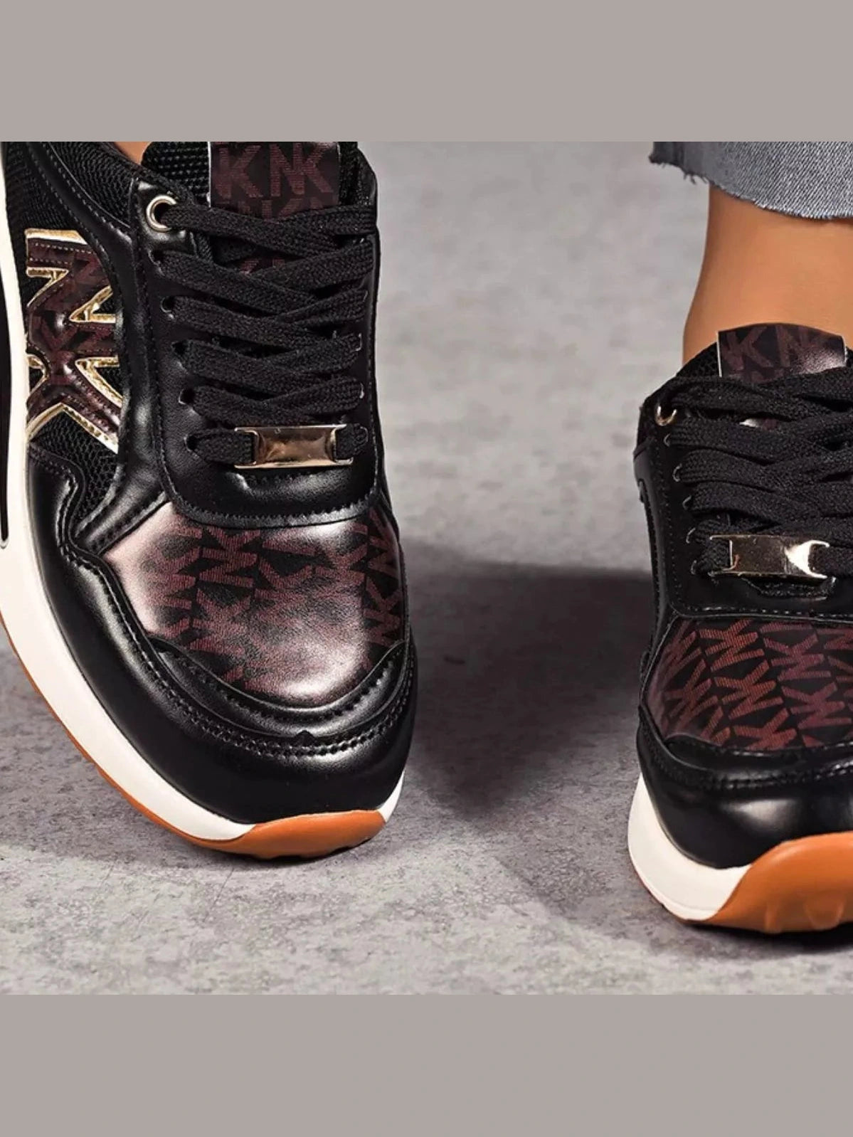 Women Lace Up Round Toe Sneakers nicholesgifts
