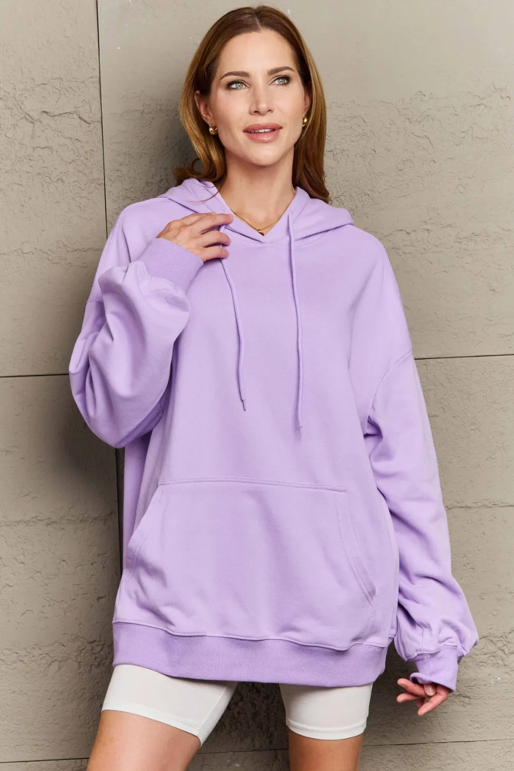 Full Size Drawstring Long Sleeve Hoodie Trendsi