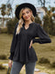 Notched Neck Flounce Sleeve Blouse nicholesgifts