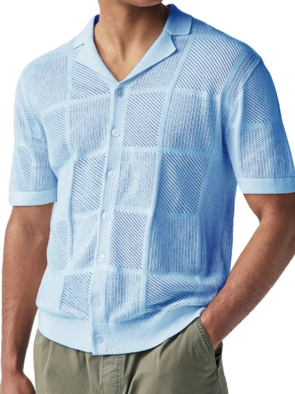 Men's Button Down Checkered Eyelet Shirt NicholesGifts